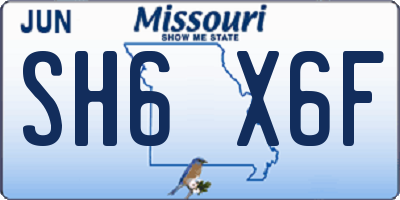 MO license plate SH6X6F