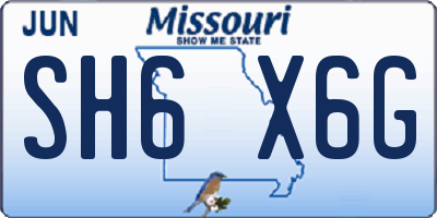 MO license plate SH6X6G