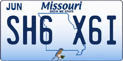 MO license plate SH6X6I