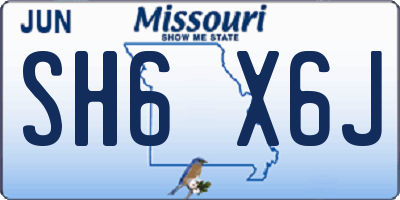 MO license plate SH6X6J