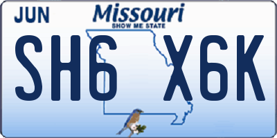 MO license plate SH6X6K
