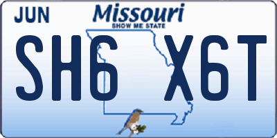 MO license plate SH6X6T