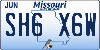 MO license plate SH6X6W