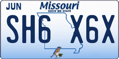 MO license plate SH6X6X