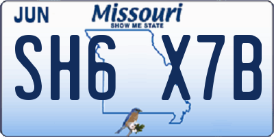 MO license plate SH6X7B