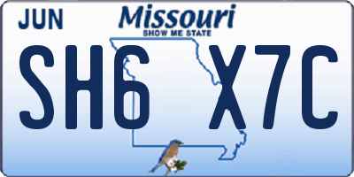 MO license plate SH6X7C