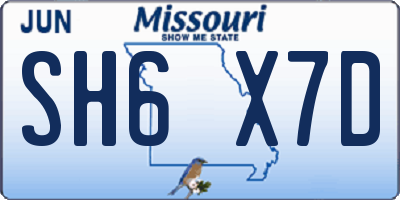 MO license plate SH6X7D