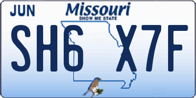 MO license plate SH6X7F