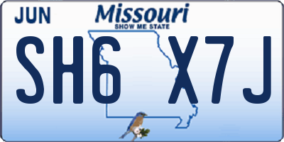 MO license plate SH6X7J