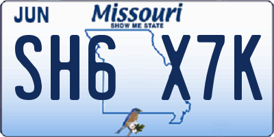 MO license plate SH6X7K