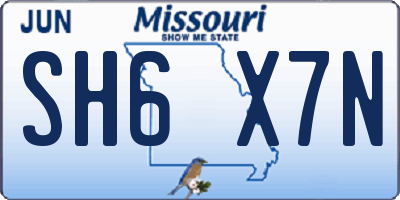 MO license plate SH6X7N