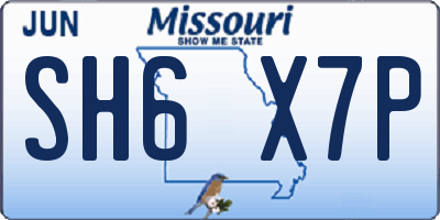 MO license plate SH6X7P