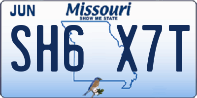 MO license plate SH6X7T