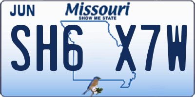 MO license plate SH6X7W