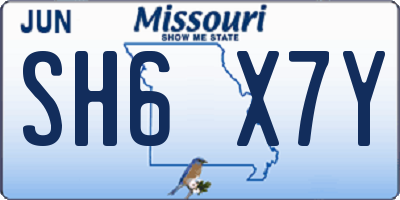 MO license plate SH6X7Y