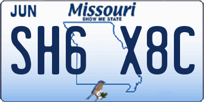 MO license plate SH6X8C