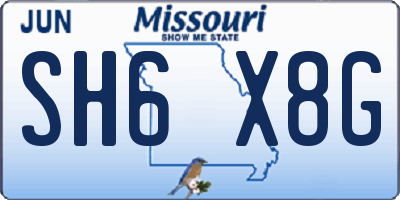 MO license plate SH6X8G