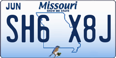 MO license plate SH6X8J