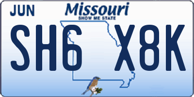 MO license plate SH6X8K