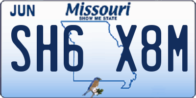 MO license plate SH6X8M