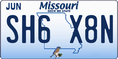 MO license plate SH6X8N