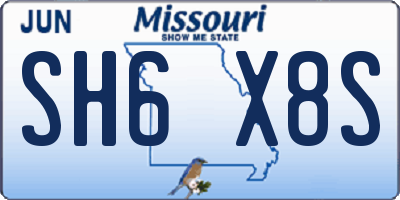 MO license plate SH6X8S