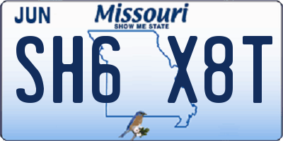 MO license plate SH6X8T