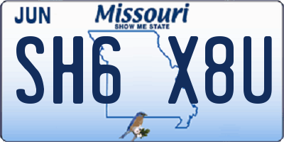 MO license plate SH6X8U