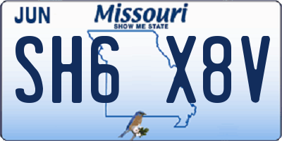 MO license plate SH6X8V
