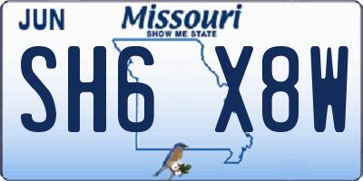 MO license plate SH6X8W