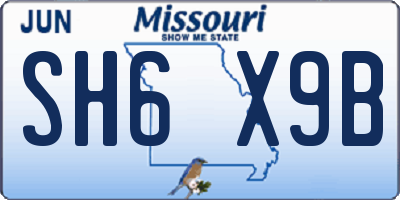 MO license plate SH6X9B