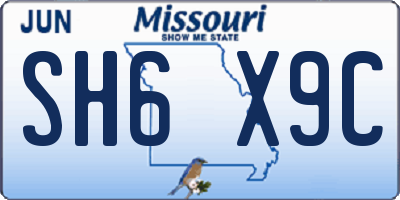 MO license plate SH6X9C