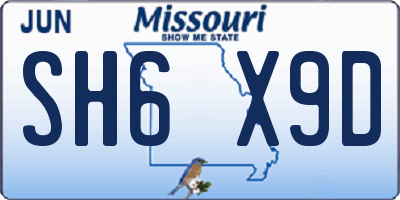 MO license plate SH6X9D