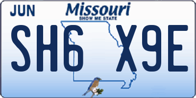 MO license plate SH6X9E
