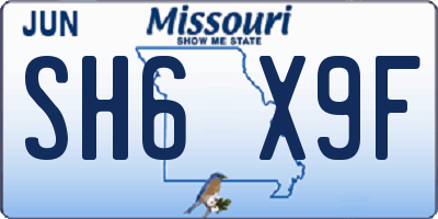 MO license plate SH6X9F