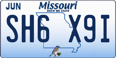 MO license plate SH6X9I