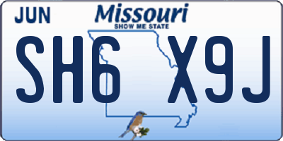 MO license plate SH6X9J