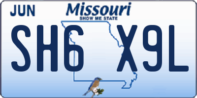 MO license plate SH6X9L