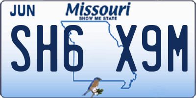 MO license plate SH6X9M