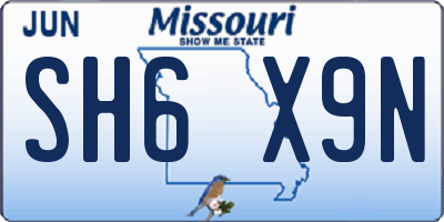 MO license plate SH6X9N
