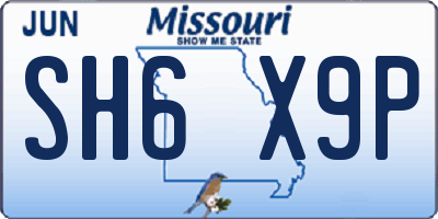 MO license plate SH6X9P