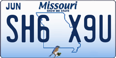 MO license plate SH6X9U