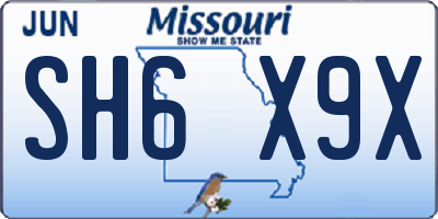 MO license plate SH6X9X