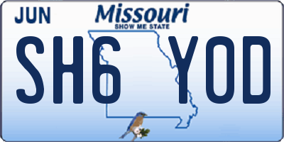 MO license plate SH6Y0D