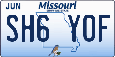 MO license plate SH6Y0F