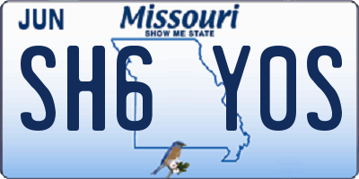 MO license plate SH6Y0S