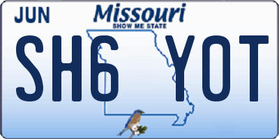 MO license plate SH6Y0T
