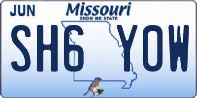 MO license plate SH6Y0W