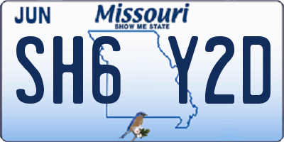 MO license plate SH6Y2D