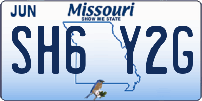 MO license plate SH6Y2G